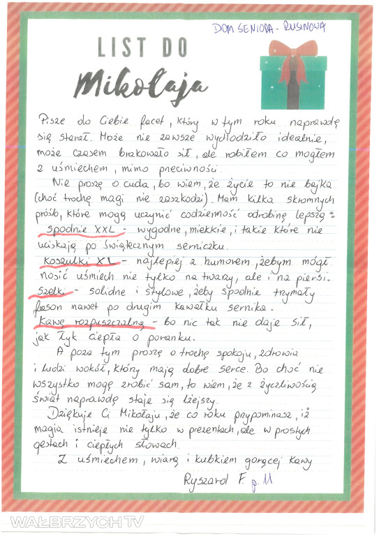 Listy seniorów do Św. Mikołaja