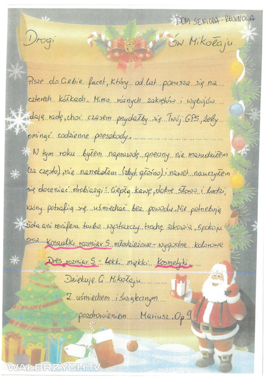 Listy seniorów do Św. Mikołaja