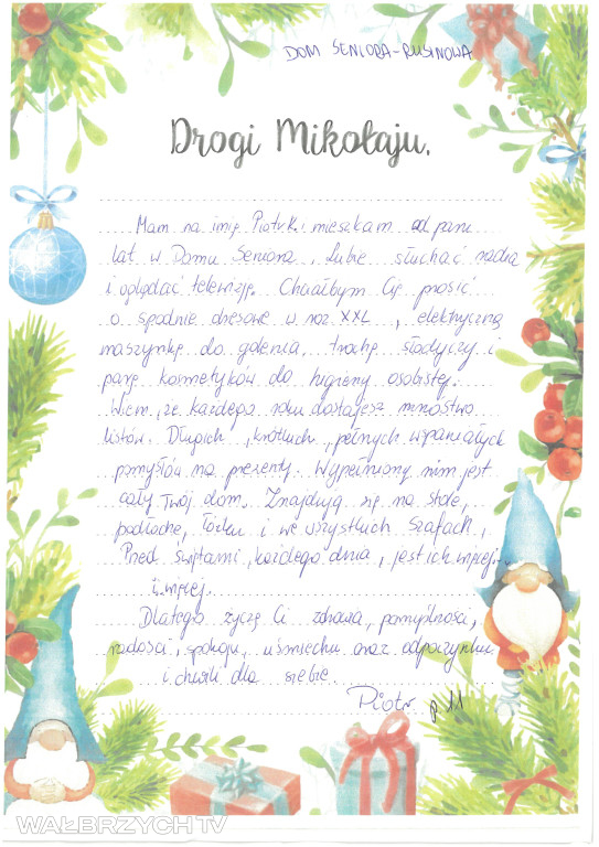 Listy seniorów do Św. Mikołaja