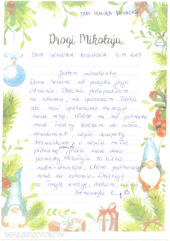 Listy seniorów do Św. Mikołaja