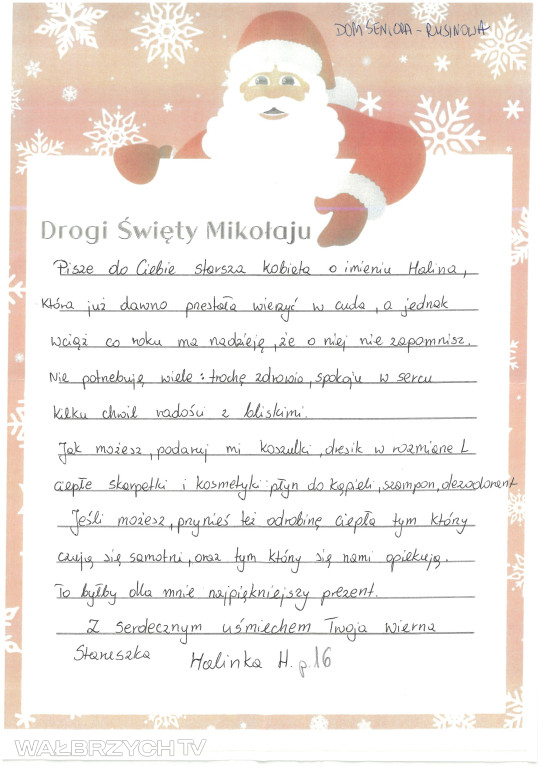 Listy seniorów do Św. Mikołaja