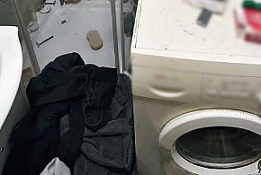 Schował się przed policjantami za pralką