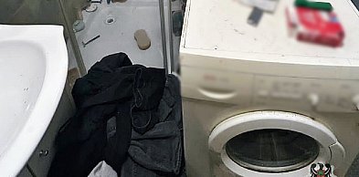 Schował się przed policjantami za pralką