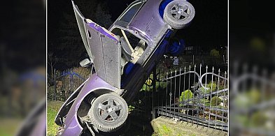 Auto zaparkowało na płocie... pionowo-21095