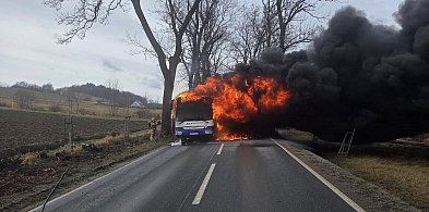 Spłonął autokar na drodze Kamienna Góra – Ogorzelec-21945