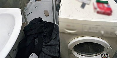Schował się przed policjantami za pralką
