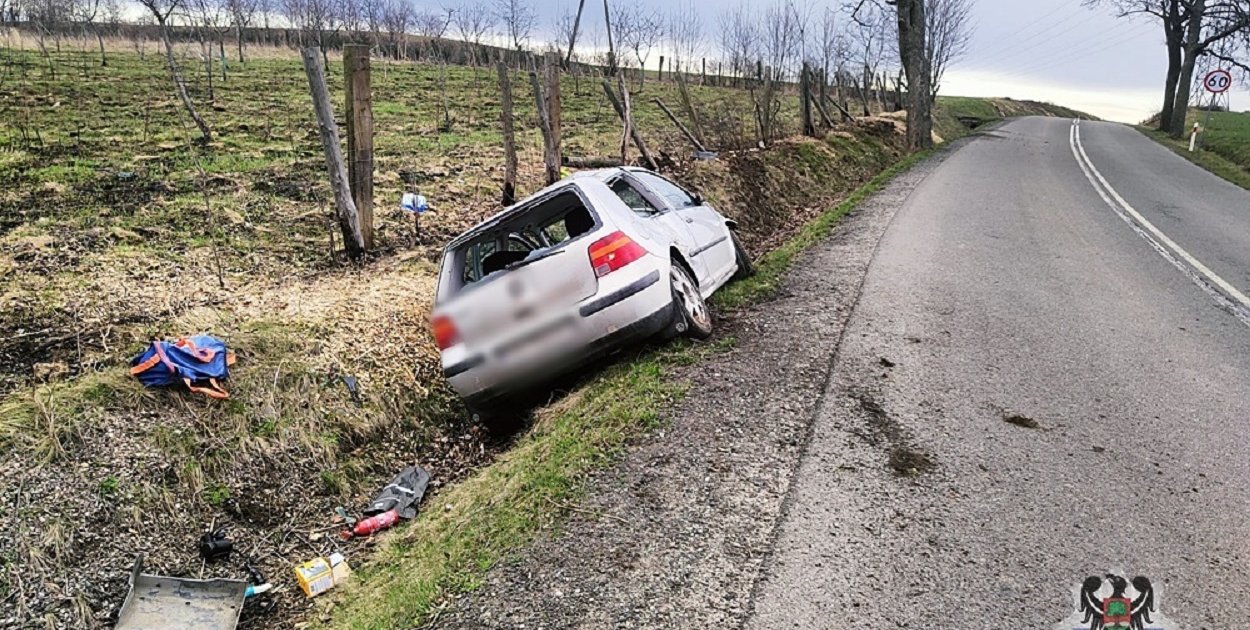 23-latek wjechał autem do rowu
